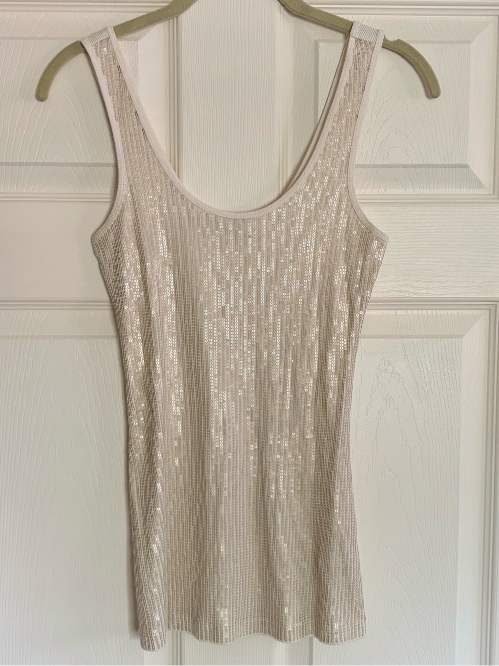 Express Cream Sequin Tank Top